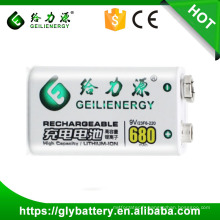 Capacité élevée de la batterie au lithium rechargeable de 680mah 9v